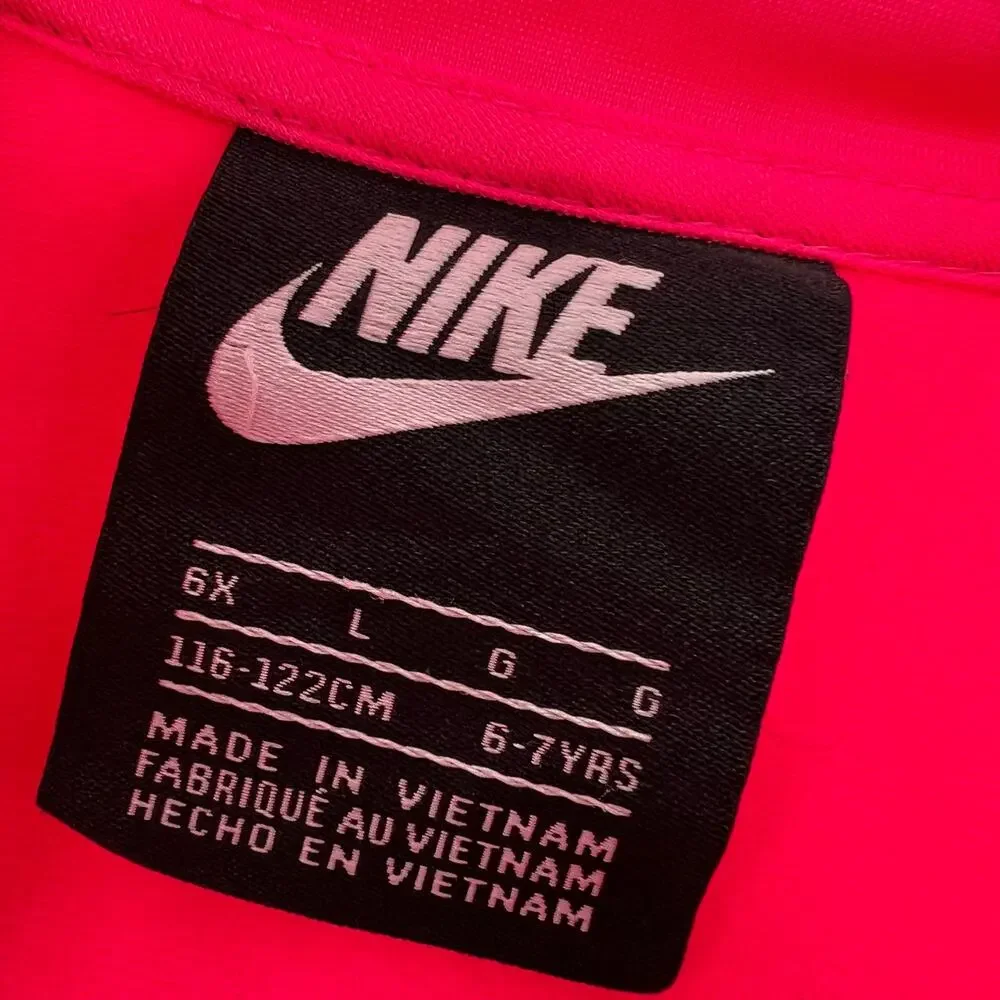 Nike Tracksuit Set Joggers Jacket 6X Girls Pink Black Logo Print Matching Zip - Picture 8 of 10